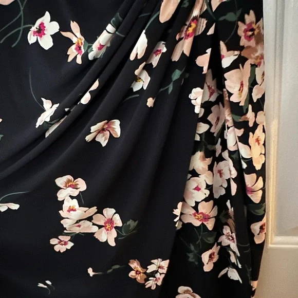 Ralph Lauren Floral Stretch Dress with Bell Sleeves | Lighthouse Navy | Size 12 - Picture 6 of 7